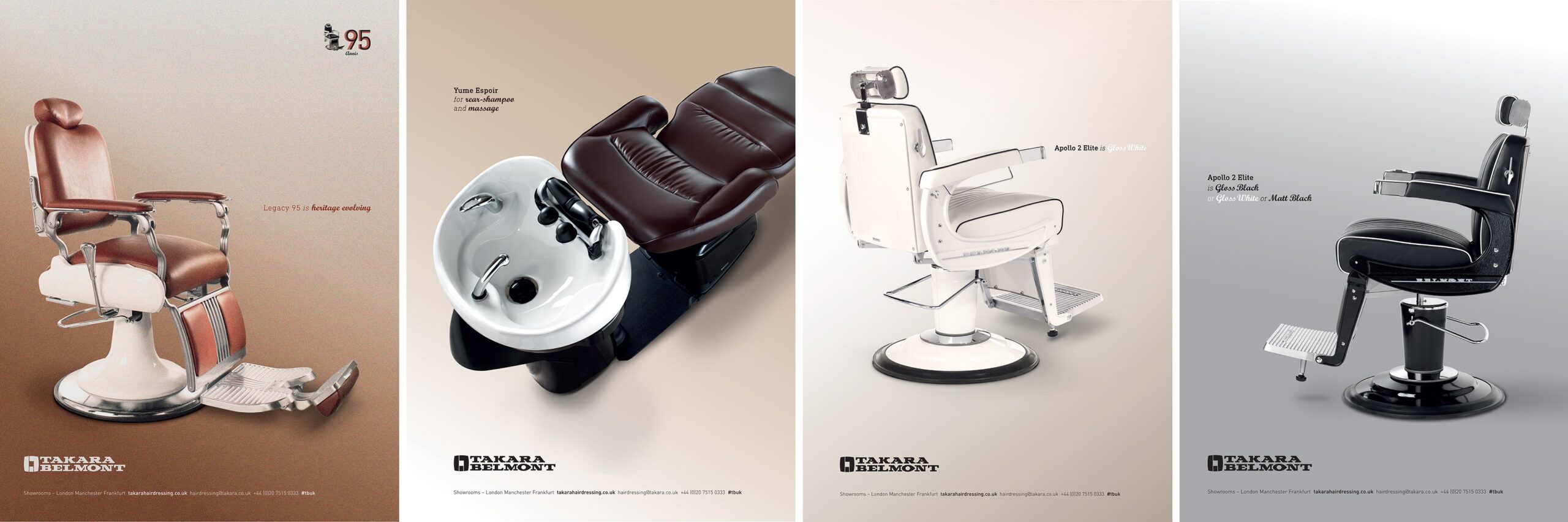 Campaign images for Takara Belmont’s Iconic Chairs